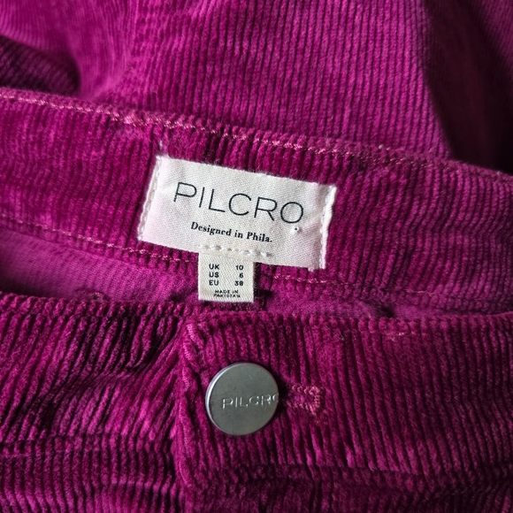 Pilcro Anthropologie The Madi Front-Slit Corduroy Skirt Violet Nwot - Picture 9 of 9
